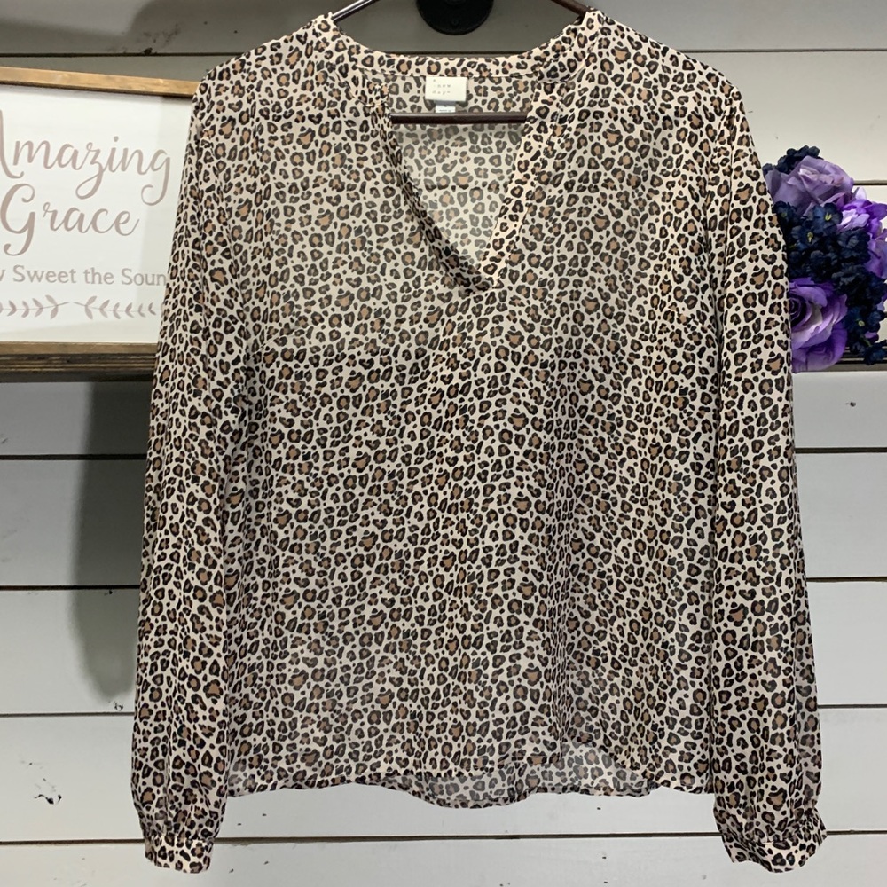 V-Neck Leopard Print Blouse